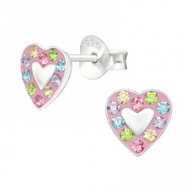 Sudraba auskari "MULTICOLOR HEART"