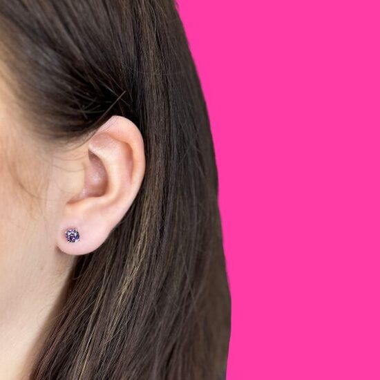 Sudraba krāsā "Purple Pop" medicīniskie auskari
