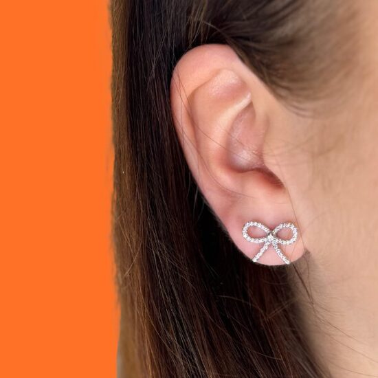 Sudraba krāsā "Chic Bow-Tie" medicīniskie auskari
