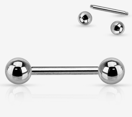 Straight barbell, titāna, sudraba krāsā