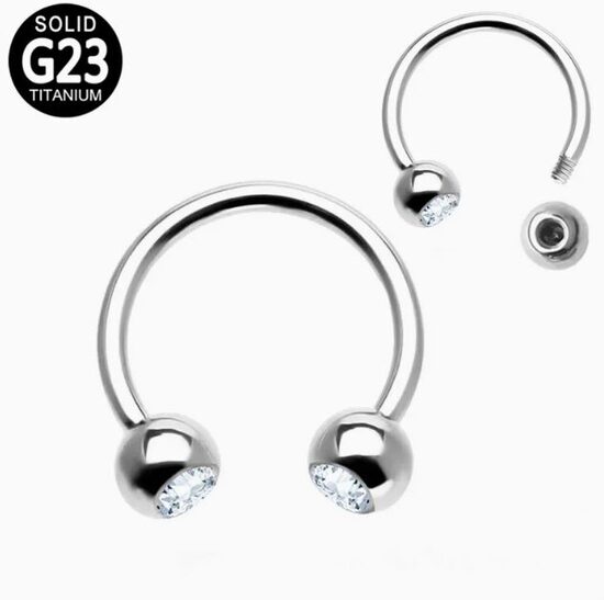 Circular barbell titāna "SHINE" sudraba krāsā