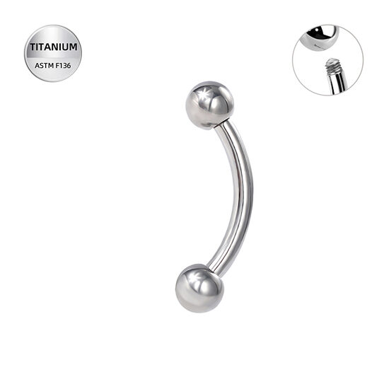 Curved barbell titāna sudraba krāsā