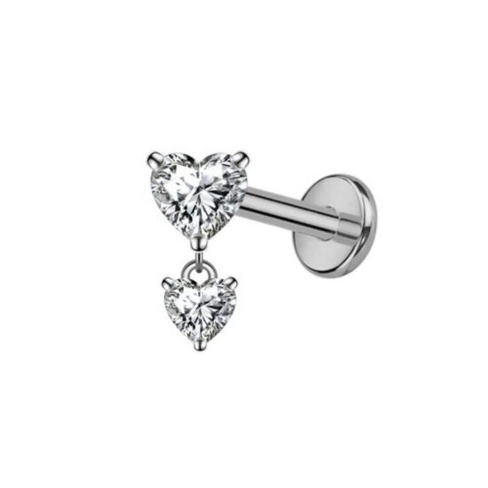 Labrets titāna "HEARTS" sudraba krāsā