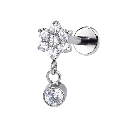 Labrets titāna "ROSE" sudraba krāsā