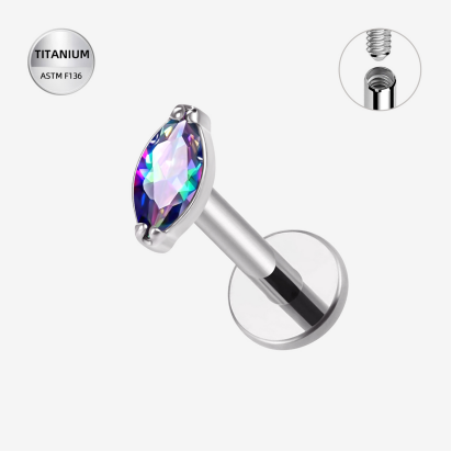 Labrets titāna "STARRY NIGHT PETAL" sudraba krāsā