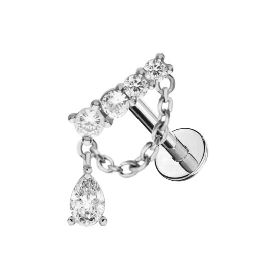 Labrets titāna "TEARDROP" sudraba krāsā