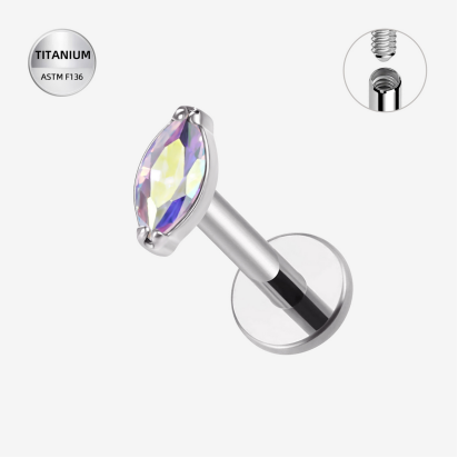 Labrets titāna "AB PETAL" sudraba krāsā