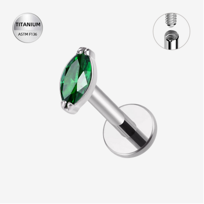 Labrets titāna "GREEN PETAL" sudraba krāsā
