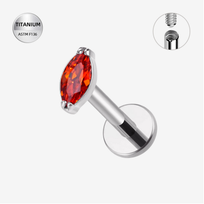 Labrets titāna "ORANGE PETAL" sudraba krāsā