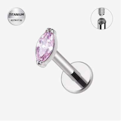 Labrets titāna "PINK PETAL" sudraba krāsā