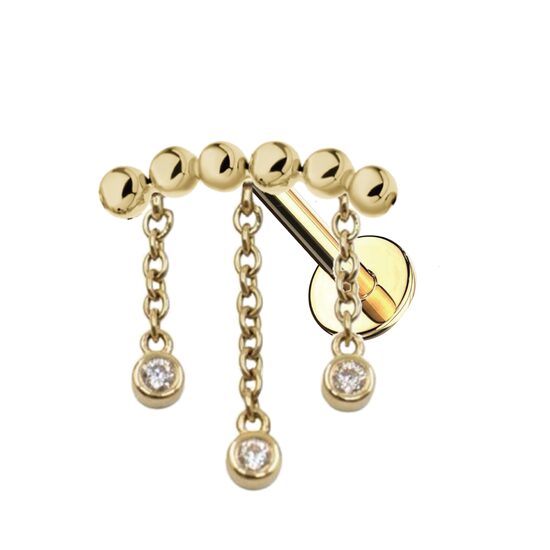 Labrets titāna "WATERFALL" zelta krāsā