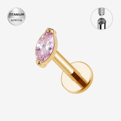 Labrets titāna "PINK PETAL" zelta krāsā