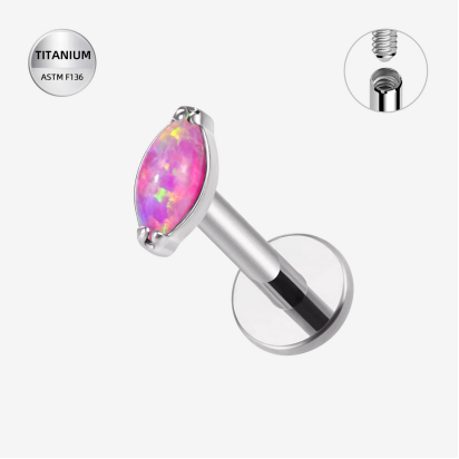 Labrets titāna "PINK OPAL PETAL" sudraba krāsā