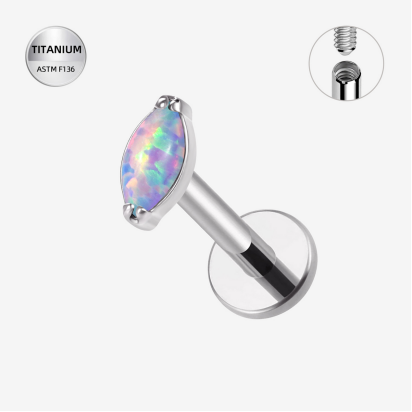 Labrets titāna "AB OPAL PETAL" sudraba krāsā