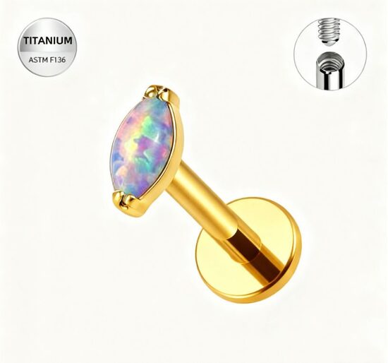 Labrets titāna "OPAL PETAL" zelta krāsā