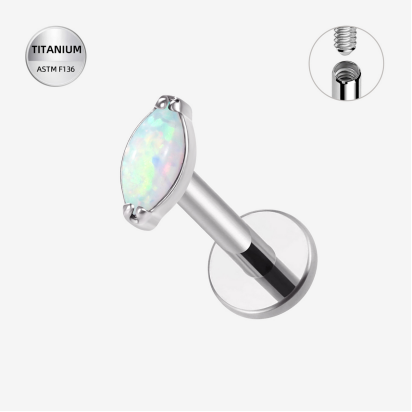 Labrets titāna "OPAL PETAL" sudraba krāsā