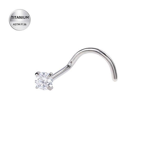 Nostril pīrsings titāna "GLIMMER" sudraba krāsā