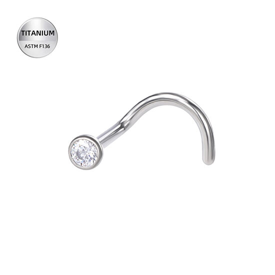 Nostril pīrsings titāna "TWINKLE" sudraba krāsā