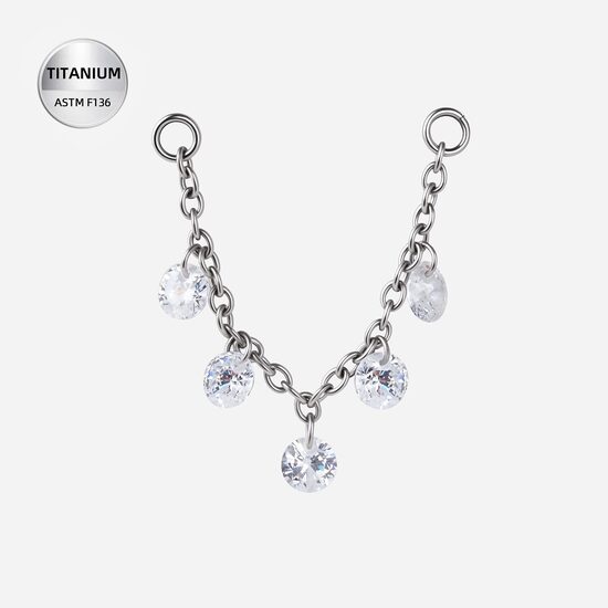 Pīrsinga ķēdīte "DOUBLE BLING" sudraba krāsā