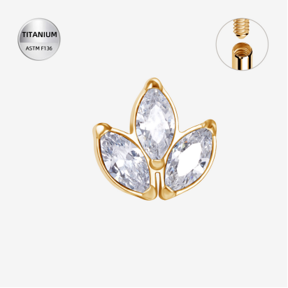 Labrets titāna "BLOOM" zelta krāsā