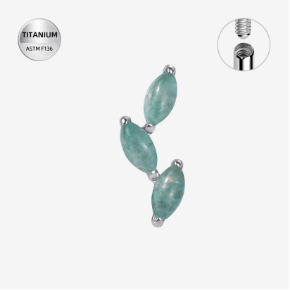 Labrets titāna "GREEN CELESTE" sudraba krāsā