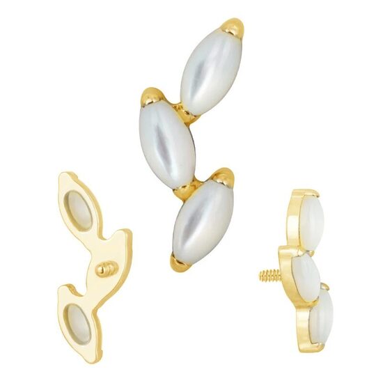 Labrets titāna "PEARLY CELESTE" zelta krāsā